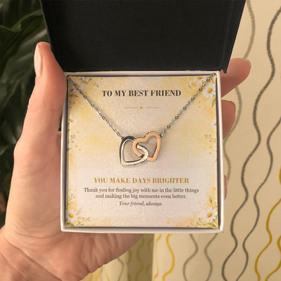 Load image into Gallery viewer, To My Best Friend Interlocking Hearts Necklace - You Make Days Brighter
