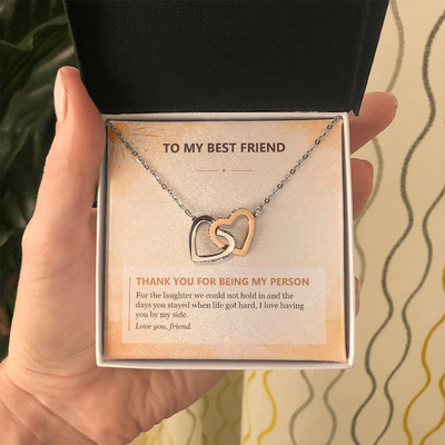 Load image into Gallery viewer, To My Best Friend Interlocking Hearts Necklace - Thank You for Being My Person

