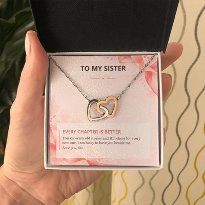 Load image into Gallery viewer, To My Sister Interlocking Hearts Necklace - Every Chapter Is Better
