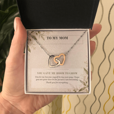 Load image into Gallery viewer, To My Mom Interlocking Hearts Necklace - You Gave Me Room to Grow
