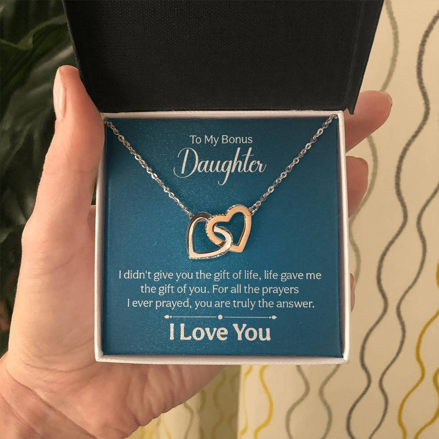 To My Bonus Daughter Necklace from Mom and Dad, Unique Bonus Daughter Birthday Gifts