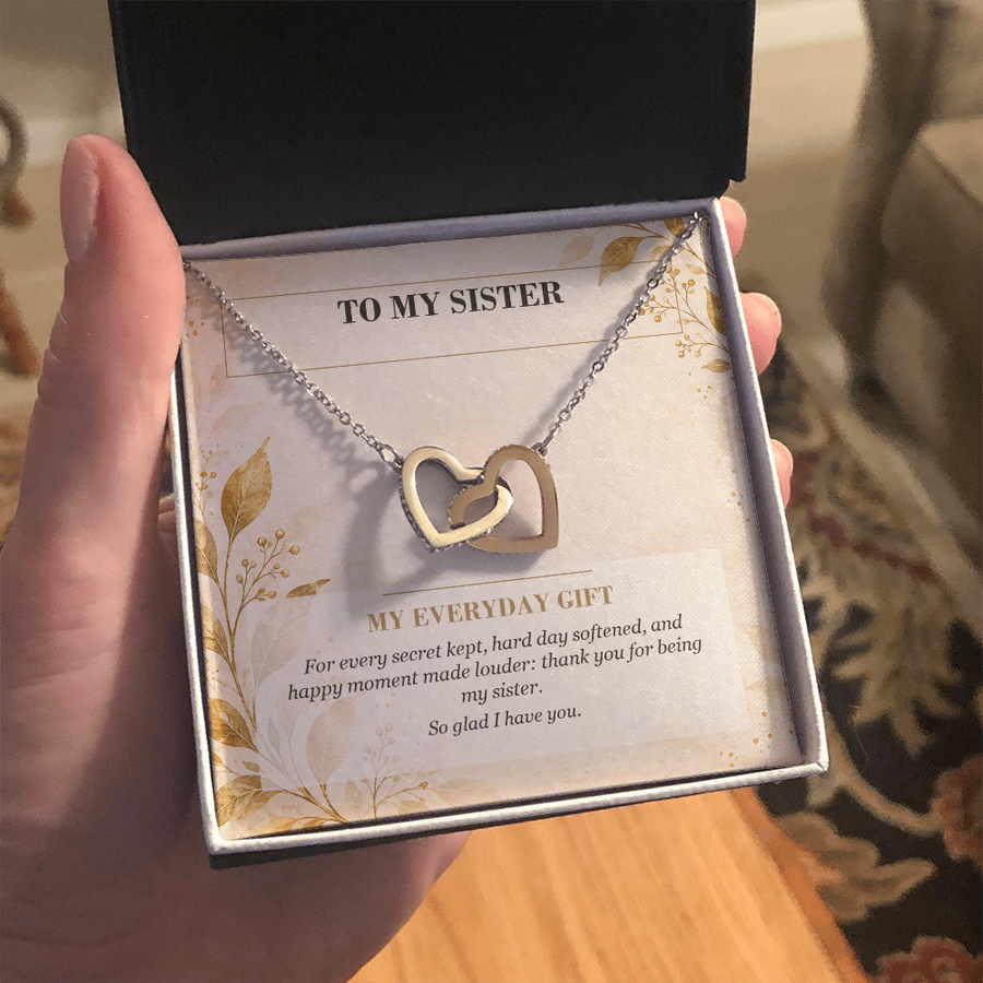 To My Sister Interlocking Hearts Necklace - My Everyday Gift