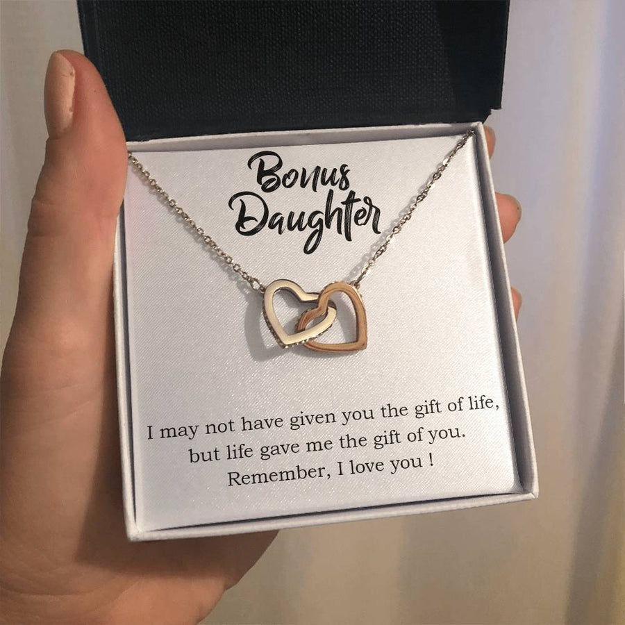 To My Bonus Daughter Necklace from Mom/Dad, Life Gave Me The Gift of You