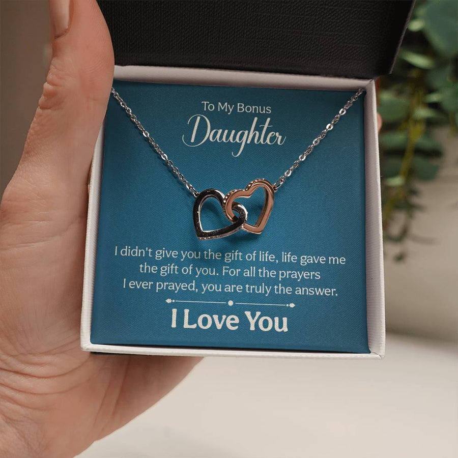To My Bonus Daughter Necklace from Mom and Dad, Unique Bonus Daughter Birthday Gifts