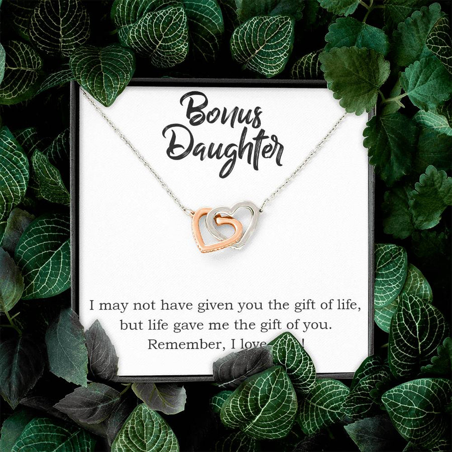 To My Bonus Daughter Necklace from Mom/Dad, Life Gave Me The Gift of You