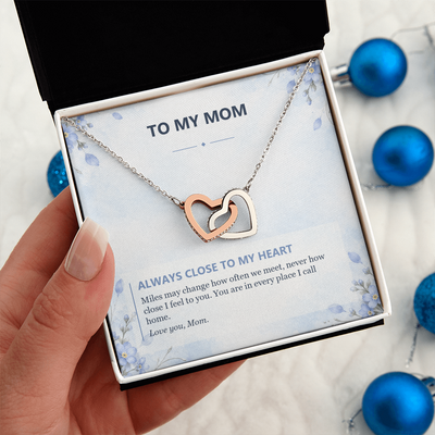 Load image into Gallery viewer, To My Mom Interlocking Hearts Necklace - Always Close to My Heart
