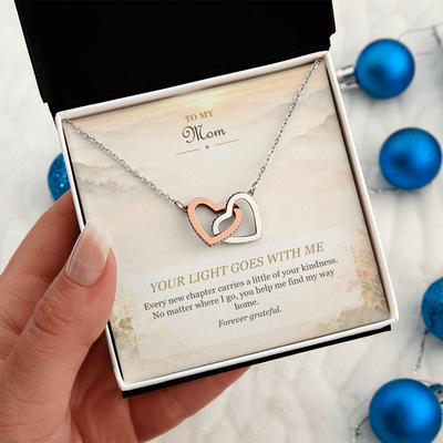 Load image into Gallery viewer, To My Mom Interlocking Hearts Necklace - Your Light Goes With Me
