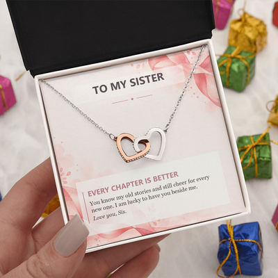 Load image into Gallery viewer, To My Sister Interlocking Hearts Necklace - Every Chapter Is Better
