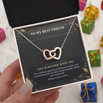 Load image into Gallery viewer, To My Best Friend Interlocking Hearts Necklace - Life Is Better With You
