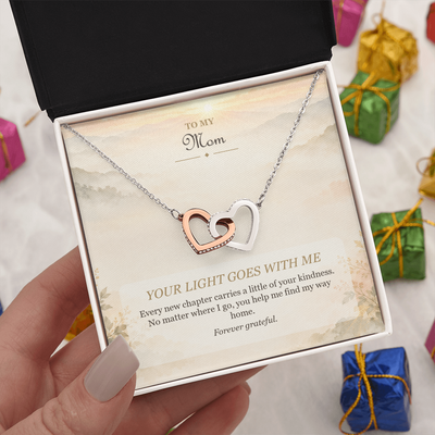 Load image into Gallery viewer, To My Mom Interlocking Hearts Necklace - Your Light Goes With Me
