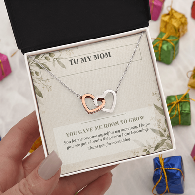 Load image into Gallery viewer, To My Mom Interlocking Hearts Necklace - You Gave Me Room to Grow
