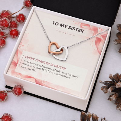 Load image into Gallery viewer, To My Sister Interlocking Hearts Necklace - Every Chapter Is Better
