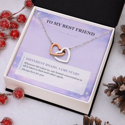Load image into Gallery viewer, To My Best Friend Interlocking Hearts Necklace - Different Roads, Same Stars
