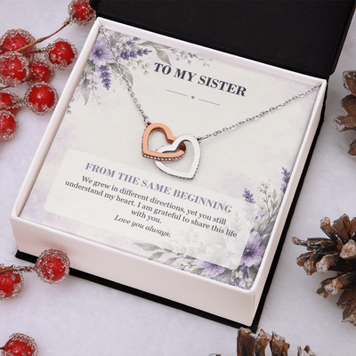 Load image into Gallery viewer, To My Sister Interlocking Hearts Necklace - From the Same Beginning
