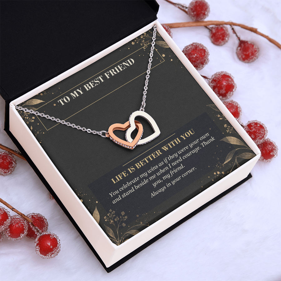 To My Best Friend Interlocking Hearts Necklace - Life Is Better With You