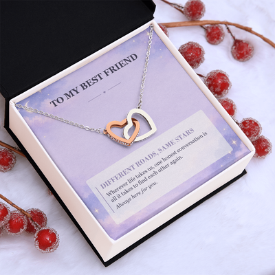 Load image into Gallery viewer, To My Best Friend Interlocking Hearts Necklace - Different Roads, Same Stars
