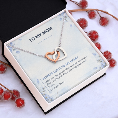 Load image into Gallery viewer, To My Mom Interlocking Hearts Necklace - Always Close to My Heart
