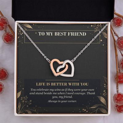 Load image into Gallery viewer, To My Best Friend Interlocking Hearts Necklace - Life Is Better With You
