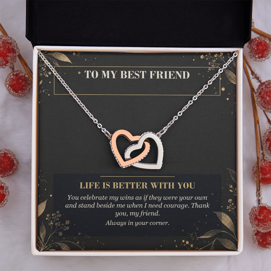 To My Best Friend Interlocking Hearts Necklace - Life Is Better With You