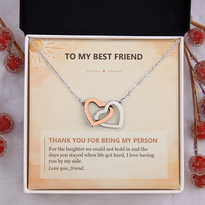 Load image into Gallery viewer, To My Best Friend Interlocking Hearts Necklace - Thank You for Being My Person
