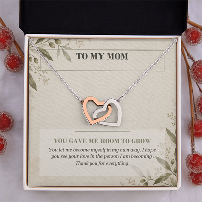 Load image into Gallery viewer, To My Mom Interlocking Hearts Necklace - You Gave Me Room to Grow
