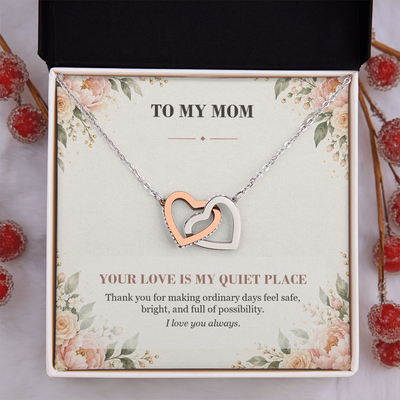 Load image into Gallery viewer, To My Mom Interlocking Hearts Necklace - Your Love Is My Quiet Place

