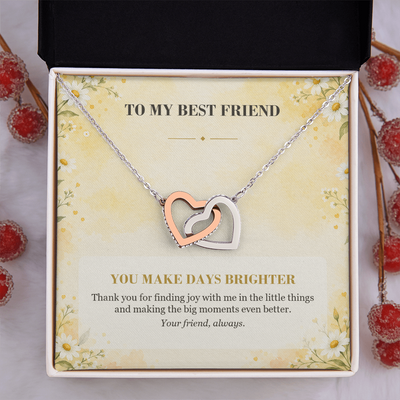 Load image into Gallery viewer, To My Best Friend Interlocking Hearts Necklace - You Make Days Brighter
