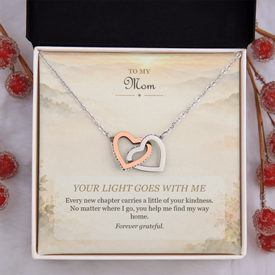 Load image into Gallery viewer, To My Mom Interlocking Hearts Necklace - Your Light Goes With Me
