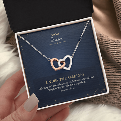 Load image into Gallery viewer, To My Sister Interlocking Hearts Necklace - Under the Same Sky
