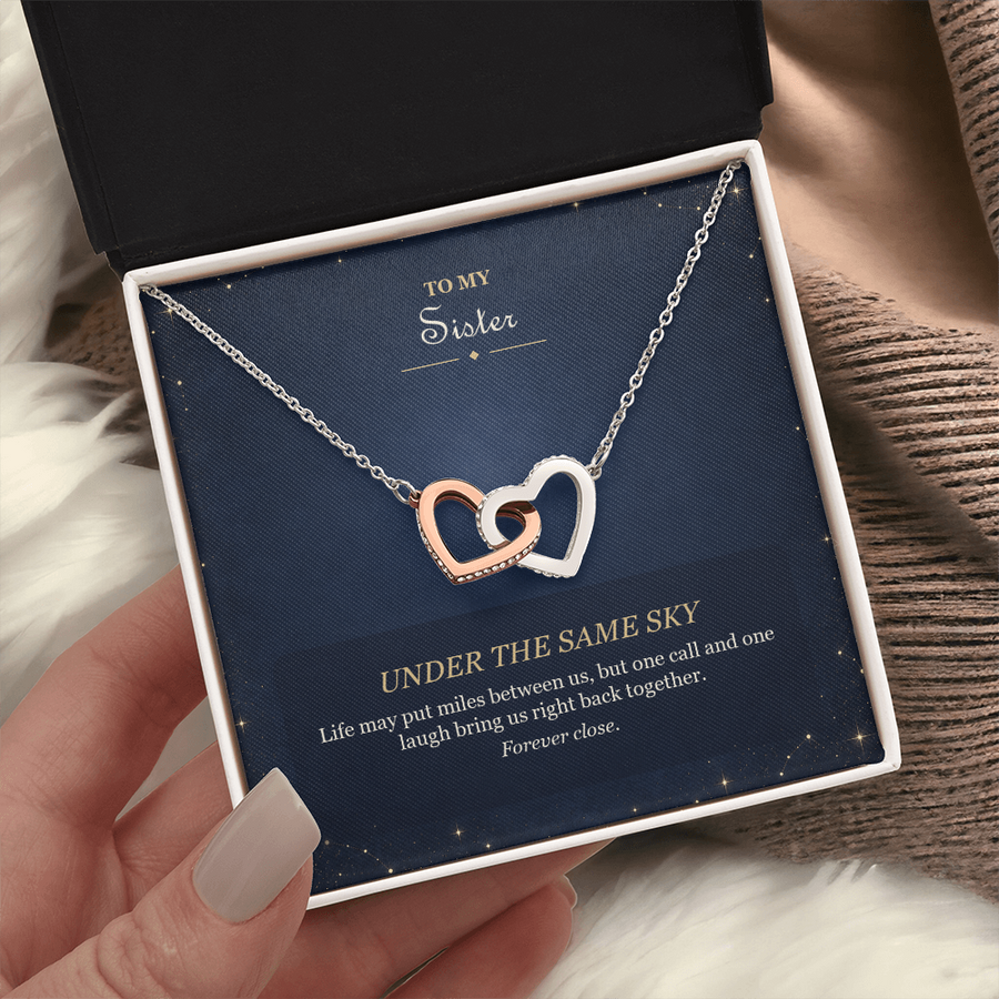To My Sister Interlocking Hearts Necklace - Under the Same Sky