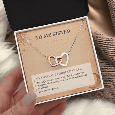 Load image into Gallery viewer, To My Sister Interlocking Hearts Necklace - My Constant Through It All
