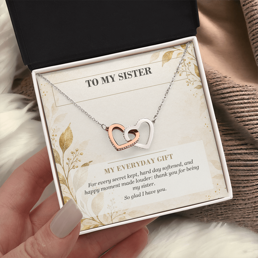 To My Sister Interlocking Hearts Necklace - My Everyday Gift