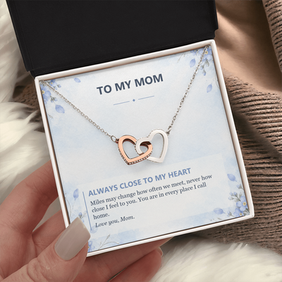 Load image into Gallery viewer, To My Mom Interlocking Hearts Necklace - Always Close to My Heart
