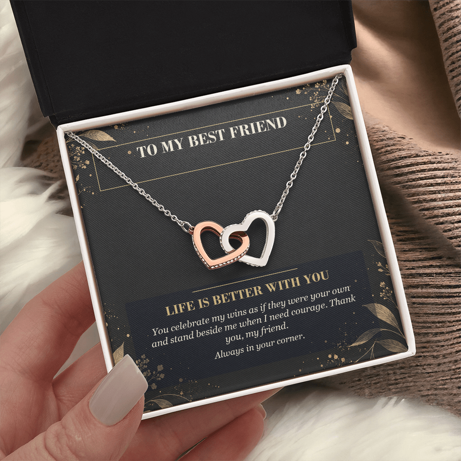To My Best Friend Interlocking Hearts Necklace - Life Is Better With You