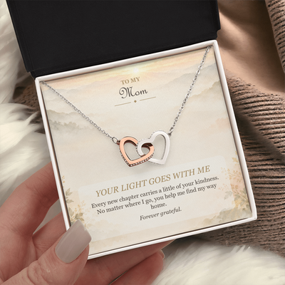 Load image into Gallery viewer, To My Mom Interlocking Hearts Necklace - Your Light Goes With Me
