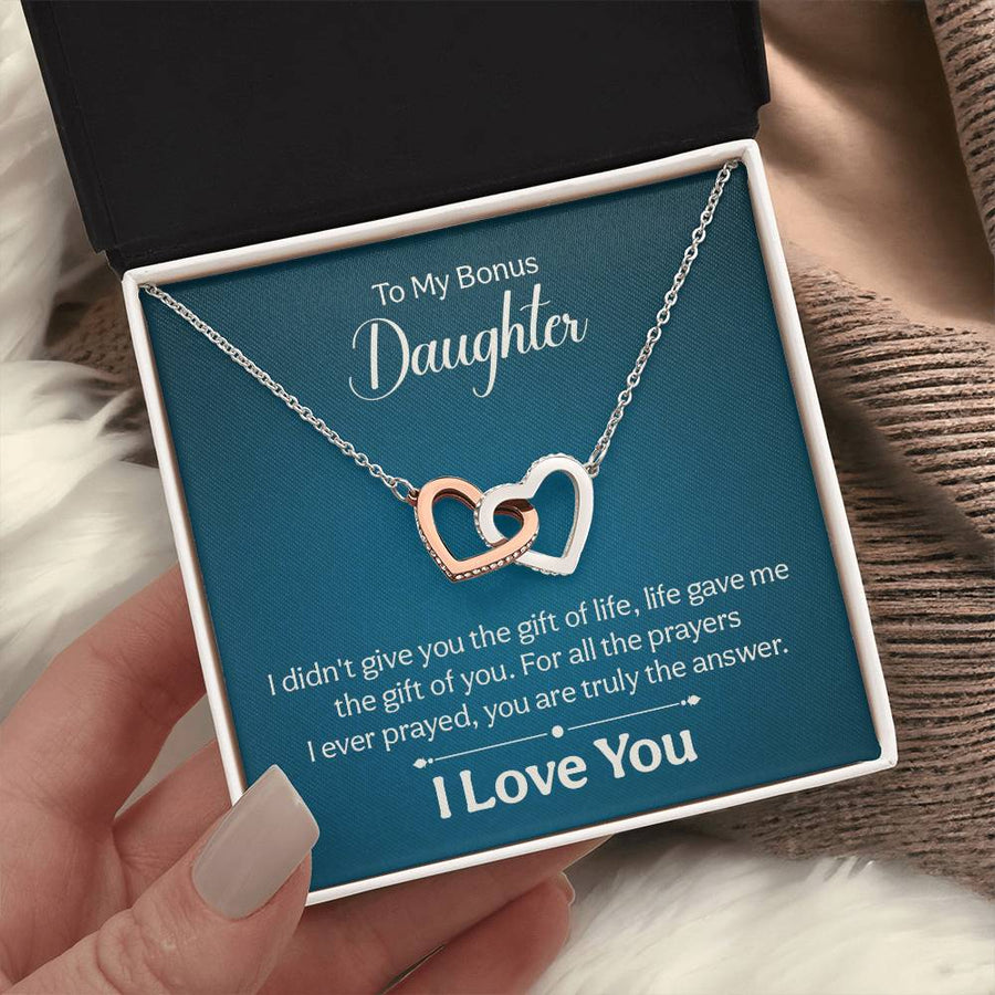 To My Bonus Daughter Necklace from Mom and Dad, Unique Bonus Daughter Birthday Gifts