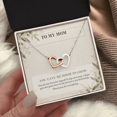 Load image into Gallery viewer, To My Mom Interlocking Hearts Necklace - You Gave Me Room to Grow
