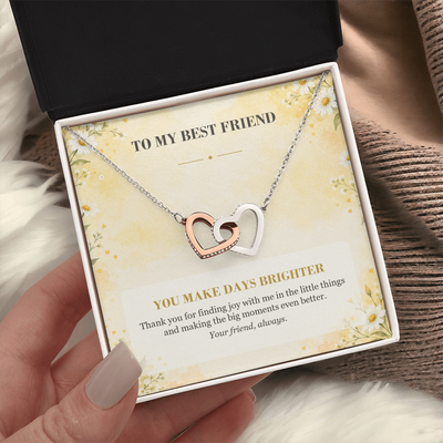 Load image into Gallery viewer, To My Best Friend Interlocking Hearts Necklace - You Make Days Brighter
