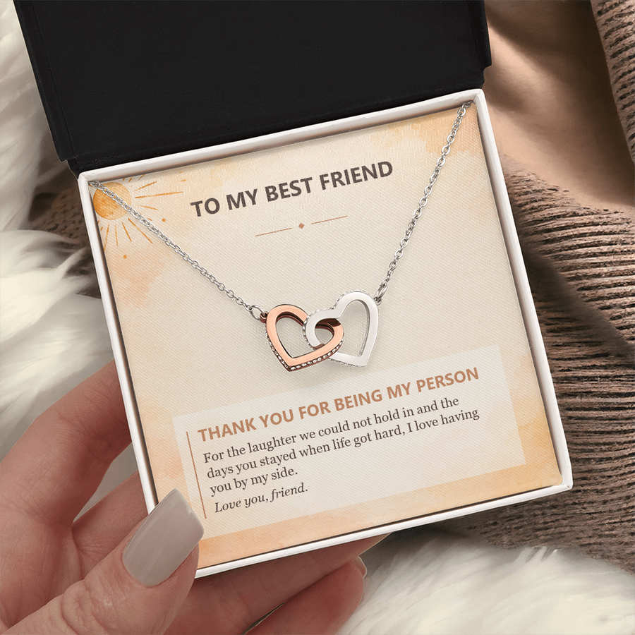 To My Best Friend Interlocking Hearts Necklace - Thank You for Being My Person
