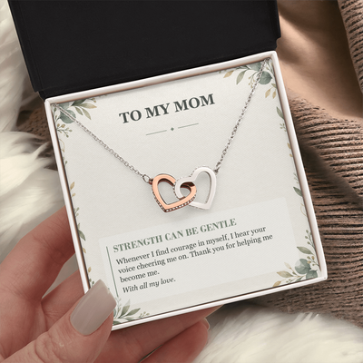 Load image into Gallery viewer, To My Mom Interlocking Hearts Necklace - Gentle Strength Message Card
