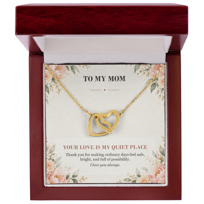 Load image into Gallery viewer, To My Mom Interlocking Hearts Necklace - Your Love Is My Quiet Place
