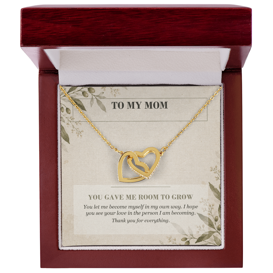 To My Mom Interlocking Hearts Necklace - You Gave Me Room to Grow