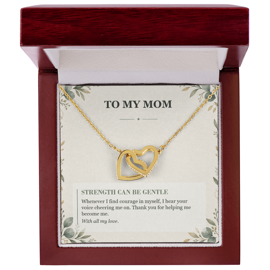 To My Mom Interlocking Hearts Necklace - Gentle Strength Message Card