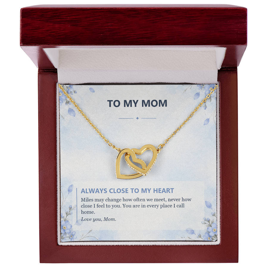 To My Mom Interlocking Hearts Necklace - Always Close to My Heart