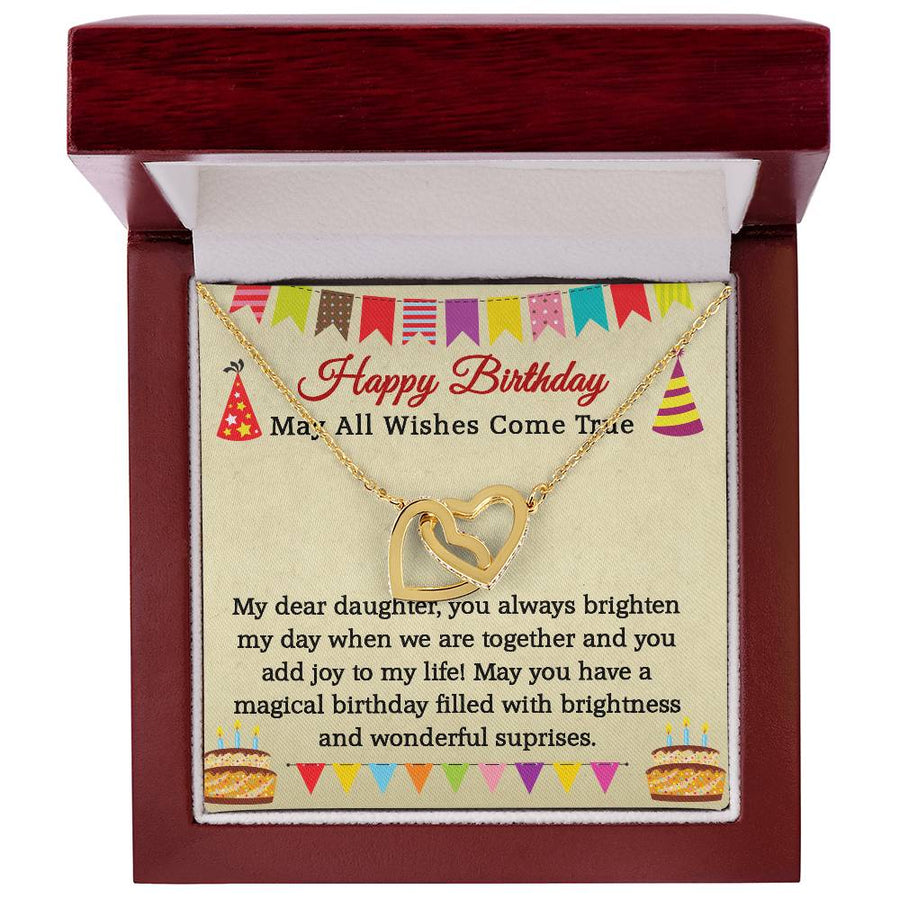 Interlocking Hearts Necklace for Daughter, Necklaces for Daughter from Mom, May All Wishes Come True