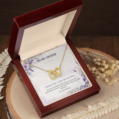 Load image into Gallery viewer, To My Sister Interlocking Hearts Necklace - From the Same Beginning
