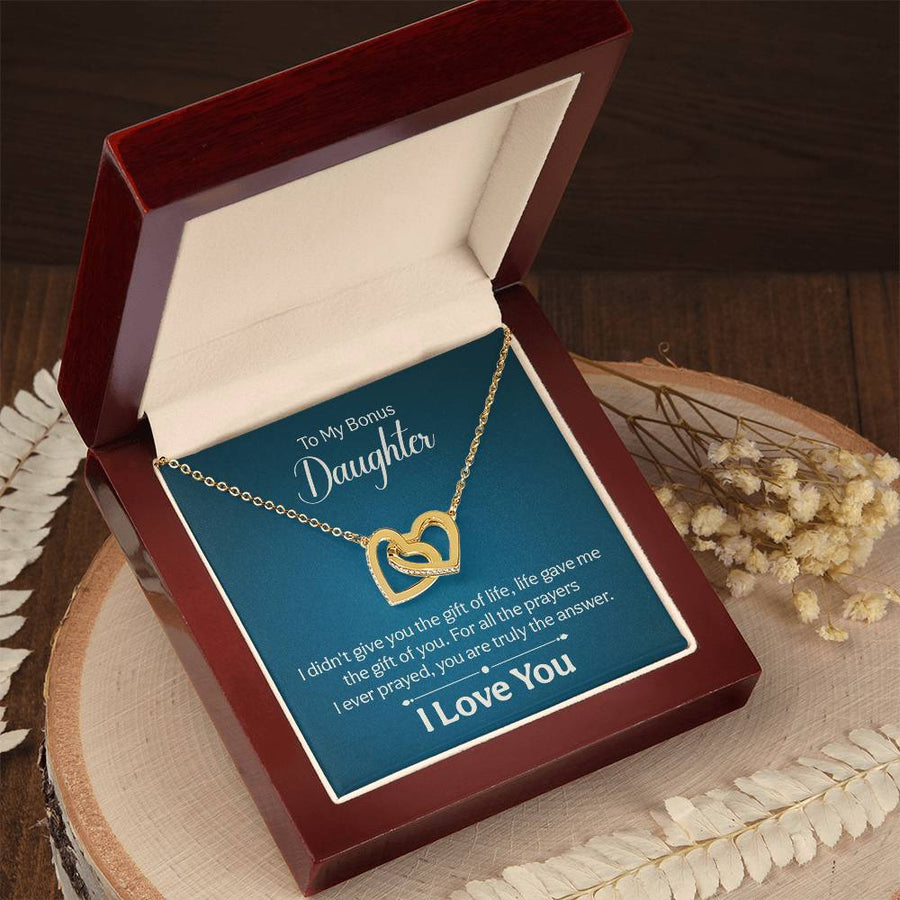 To My Bonus Daughter Necklace from Mom and Dad, Unique Bonus Daughter Birthday Gifts