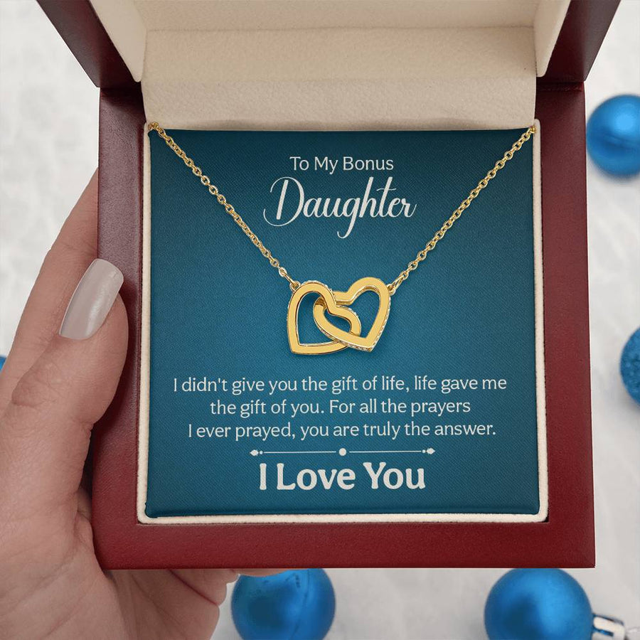 To My Bonus Daughter Necklace from Mom and Dad, Unique Bonus Daughter Birthday Gifts
