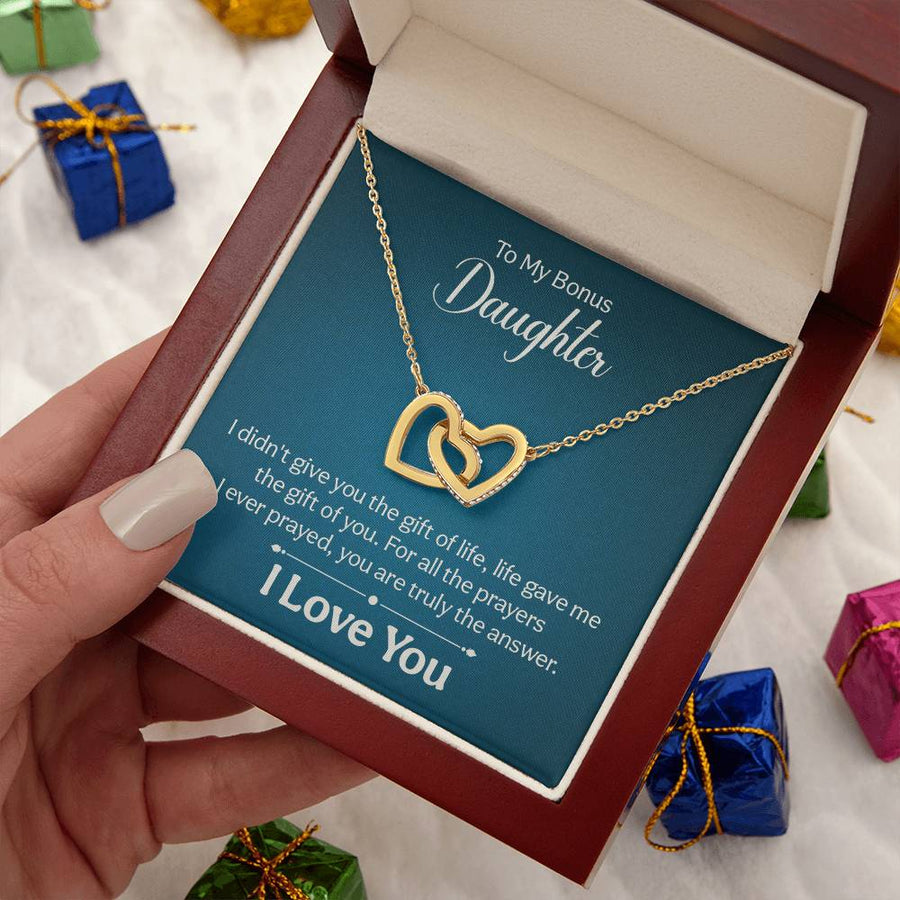 To My Bonus Daughter Necklace from Mom and Dad, Unique Bonus Daughter Birthday Gifts