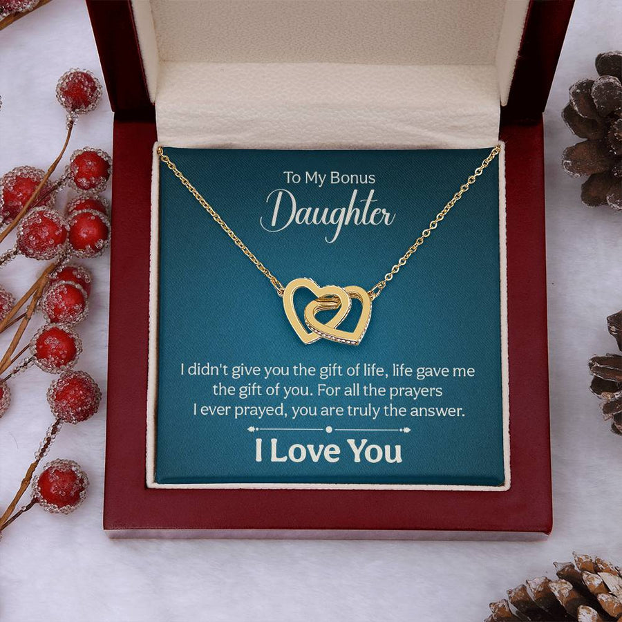 To My Bonus Daughter Necklace from Mom and Dad, Unique Bonus Daughter Birthday Gifts